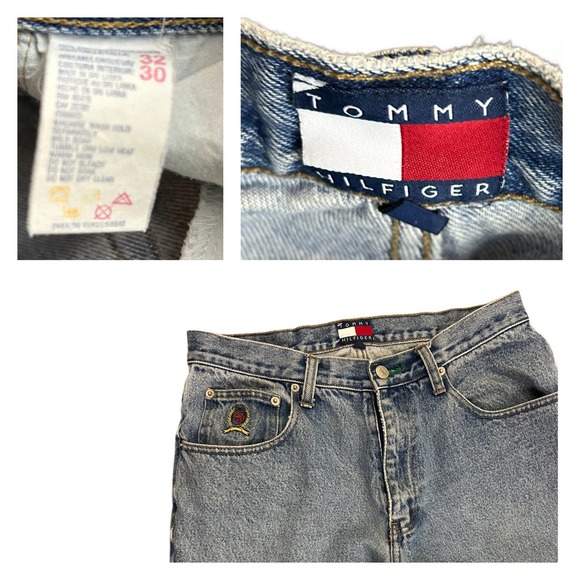 1990s Tommy Hilfiger High Waist Tapered Distressed Jeans / Women’s 30x29 * - Picture 2 of 5